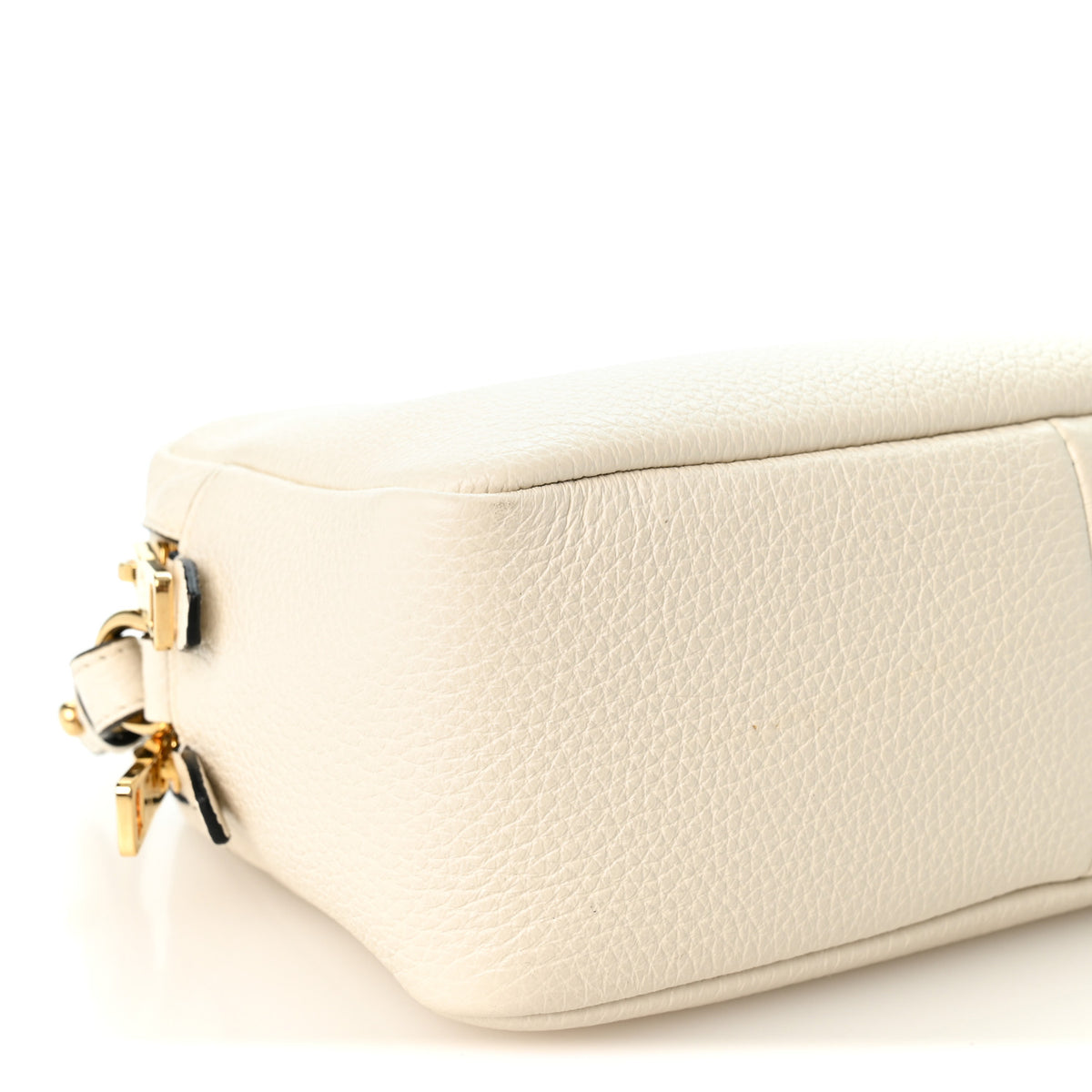 Vitello Daino Soft Medium Double Zip Shoulder Bag White
