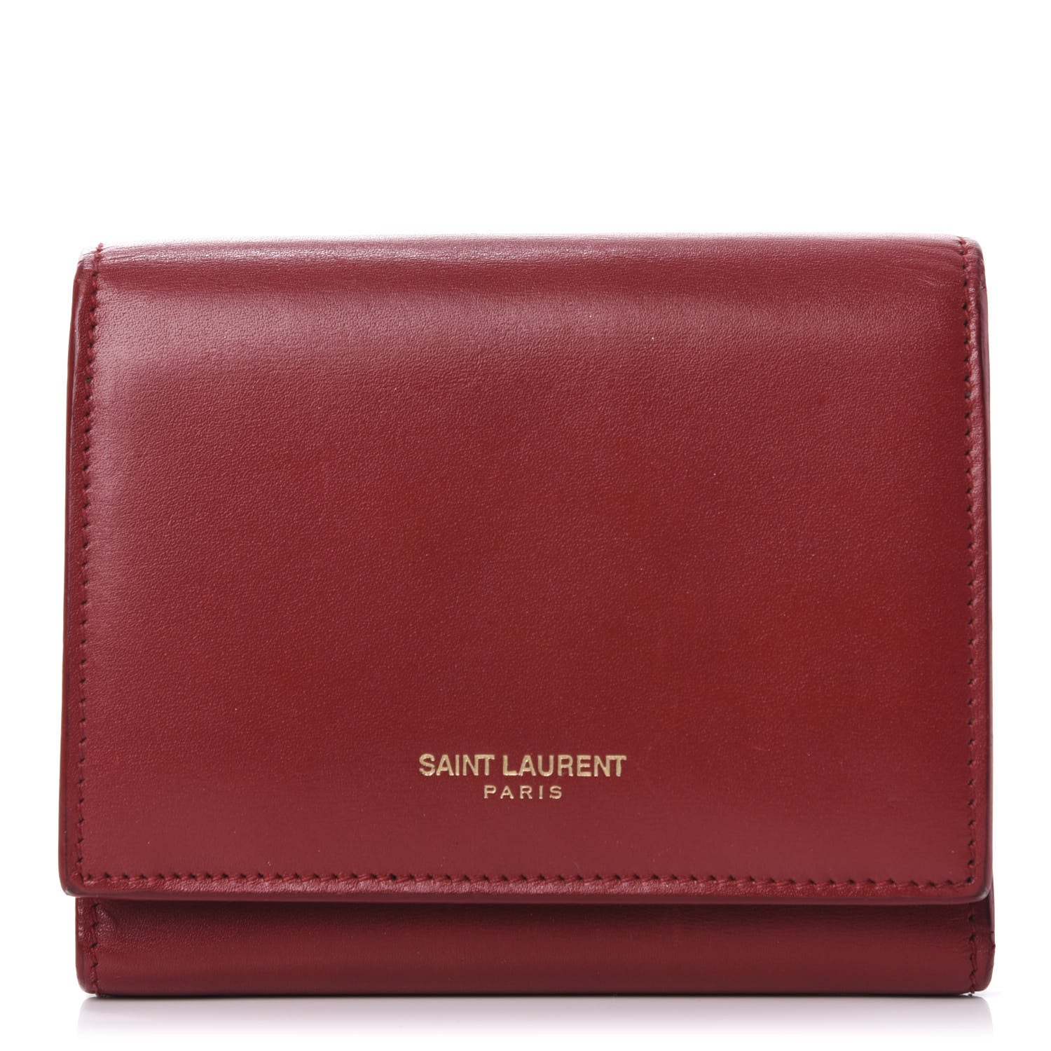 Saint Laurent Calfskin Trifold Wallet Red 1 of 8