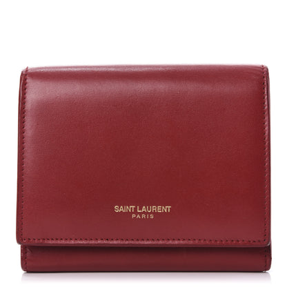 Saint Laurent Calfskin Trifold Wallet Red 1 of 8