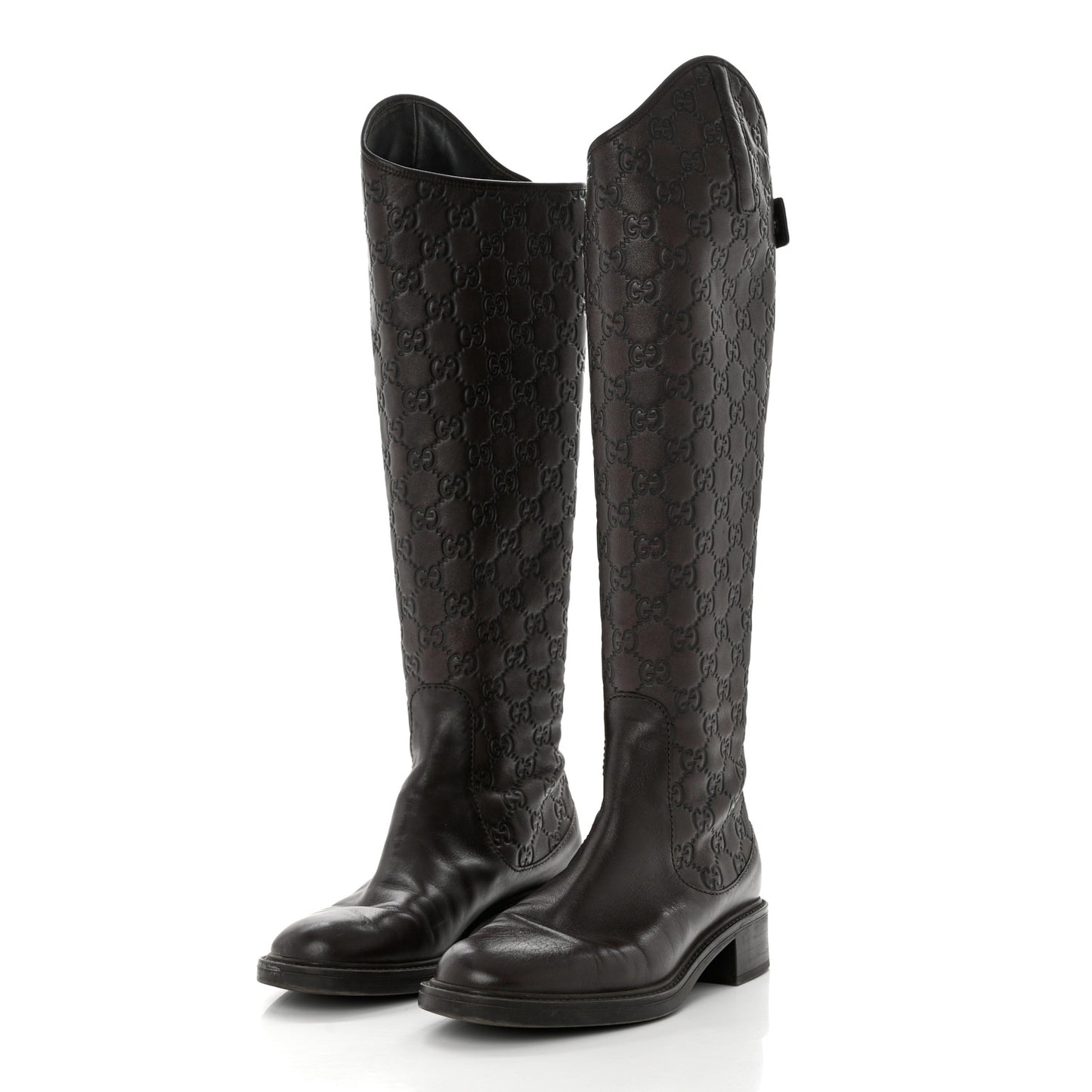 Guccissima Calfskin Miro Soft Knee High Riding Boots 37 Chocolate