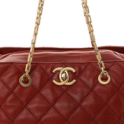 Chanel Calfskin Quilted Medium Retro Chain Tote Red 8 of 12
