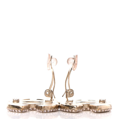Chanel Metal Crystal Scarab CC Clip On Earrings Gold 3 of 4