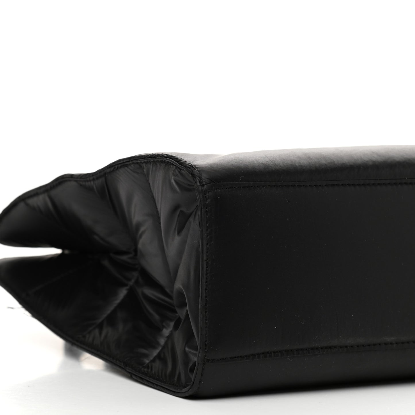 Nylon Medium Puff Shopping Bag Black