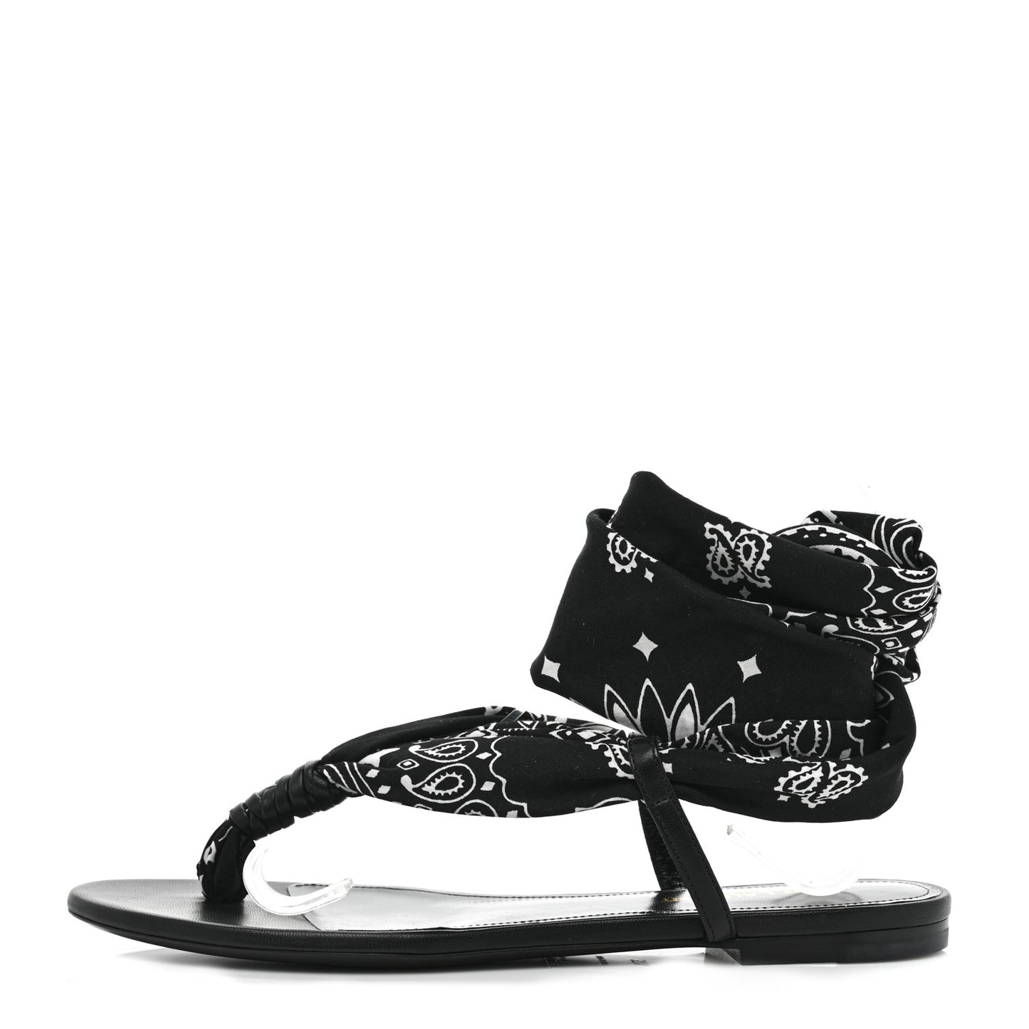 Printed Tessuto Nappa Vendome Bandana Dallas 05 Foulard Ankle Strap Sandals 37.5 Black