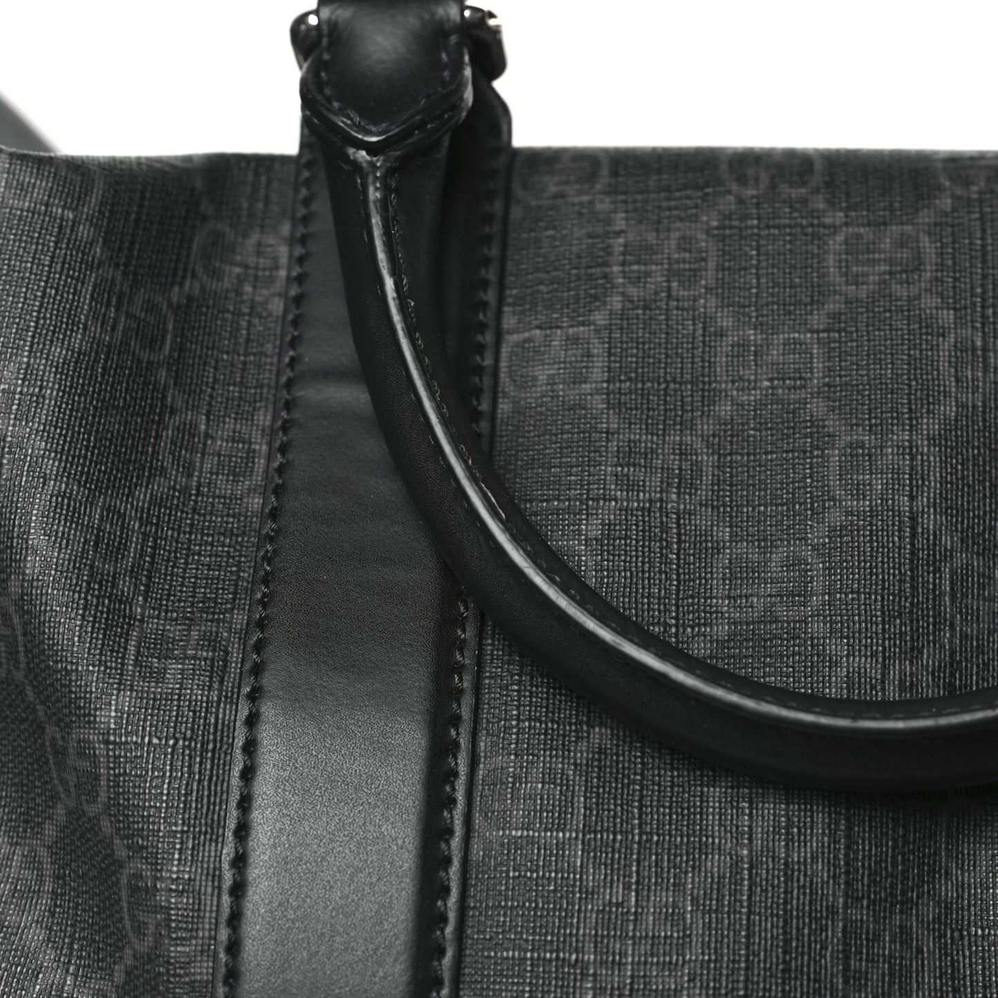 Soft GG Supreme Monogram Appia Calfskin Web Medium Carry On Duffle Bag Black Grey