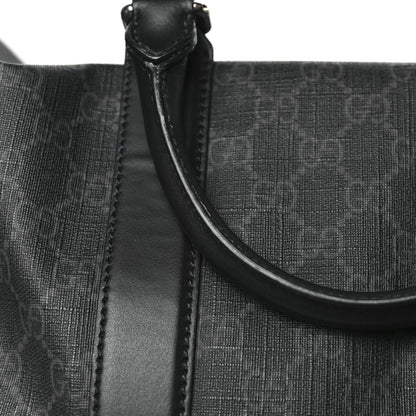 Gucci Soft GG Supreme Monogram Appia Calfskin Web Medium Carry On Duffle Bag Black Grey 10 of 11