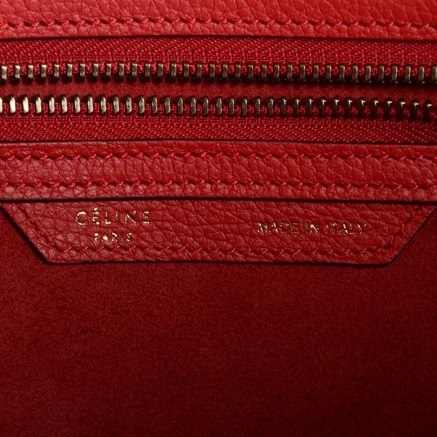 Celine Drummed Calfskin Micro Luggage Coquelicot 7 of 9