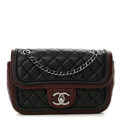 Chanel Lambskin Classic Twist Mini Rectangular Flap Black Burgundy 1 of 12