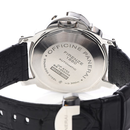Panerai Stainless Steel Alligator 44mm Luminor 3 Day Power Reserve Automatic Watch Black PAM00090 5 of 7
