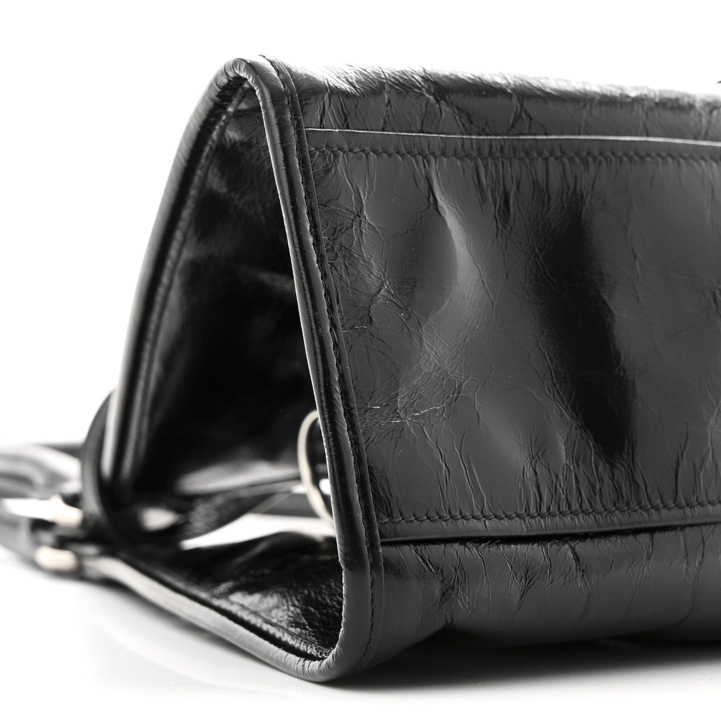 Glossy Calfskin Medium Tote Bag Black