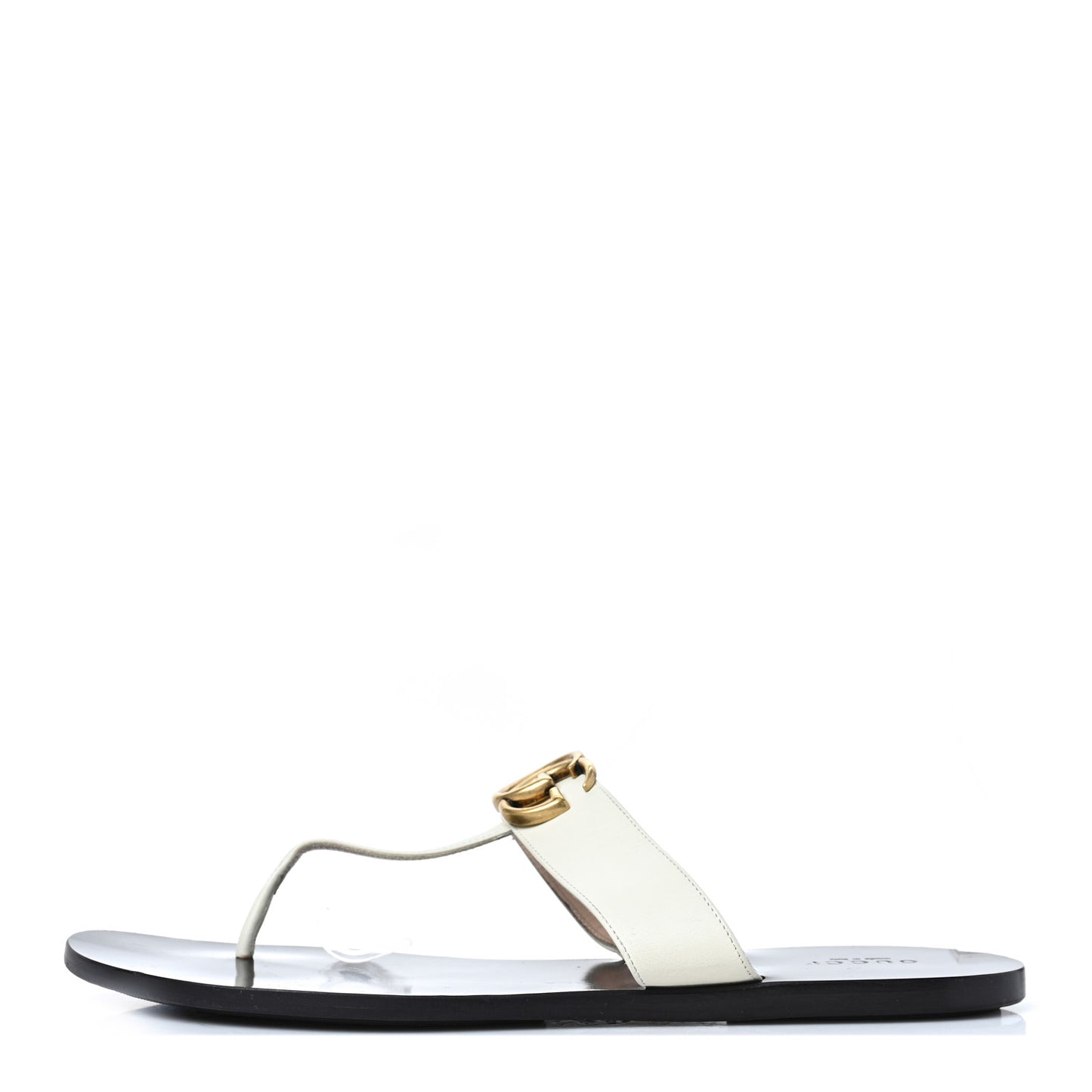 Calfskin GG Marmont Thong Sandals 41 Mystic White