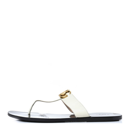 Gucci Calfskin GG Marmont Thong Sandals 41 Mystic White 1 of 7