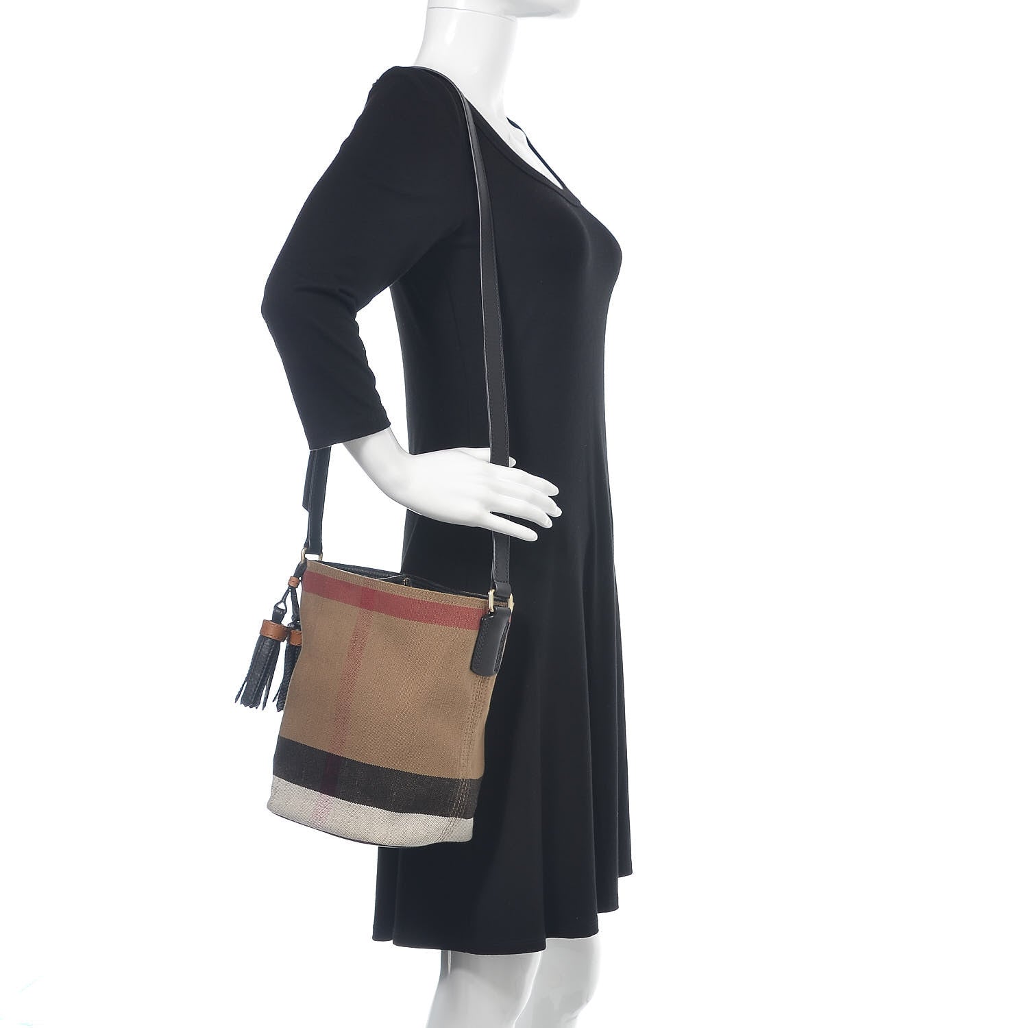 Burberry Canvas Mega Check Mini Ashby Tassel Crossbody Black 2 of 11