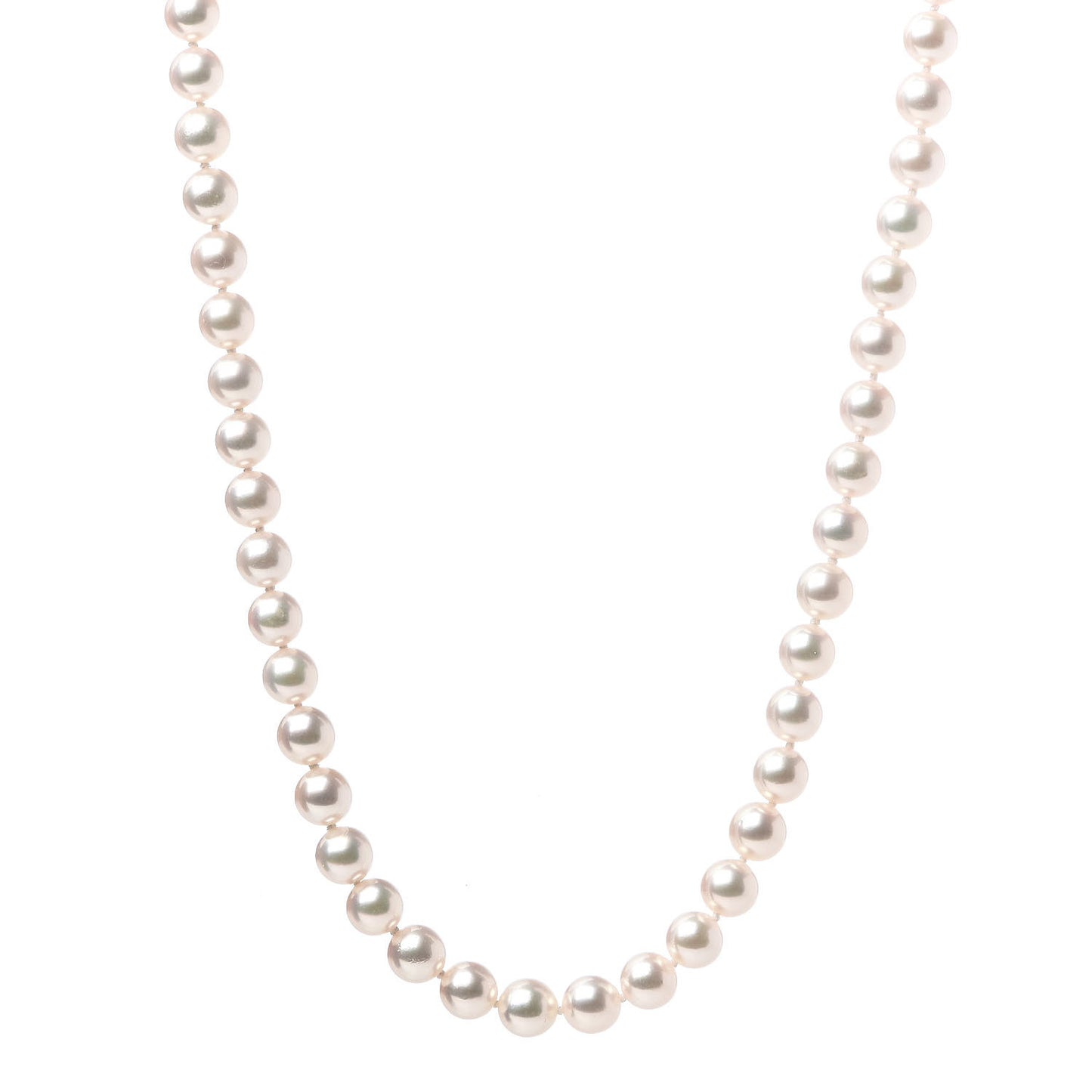 Sterling Silver Akoya Pearl 7-7.5mm Strand Necklace 17.5"