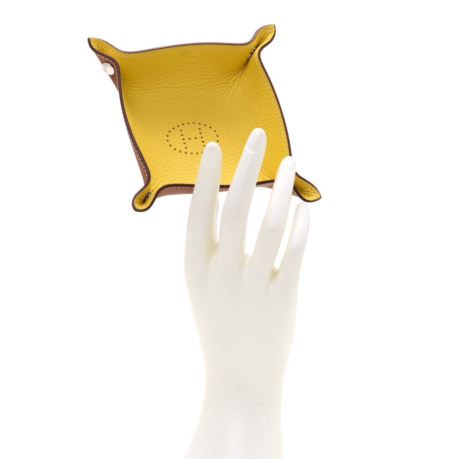 Hermes Taurillon Clemence Mini Mises et Relances Change Tray Jaune Fauve 2 of 7