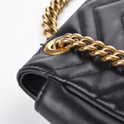 Gucci Calfskin Matelasse Medium GG Marmont Shoulder Bag Black 10 of 12