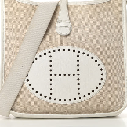 Hermes Toile Taurillon Clemence Evelyne PM Blanc White 8 of 18