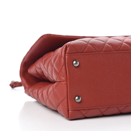 Chanel Caviar Quilted Medium Coco Handle Flap Dark Red 5 of 10