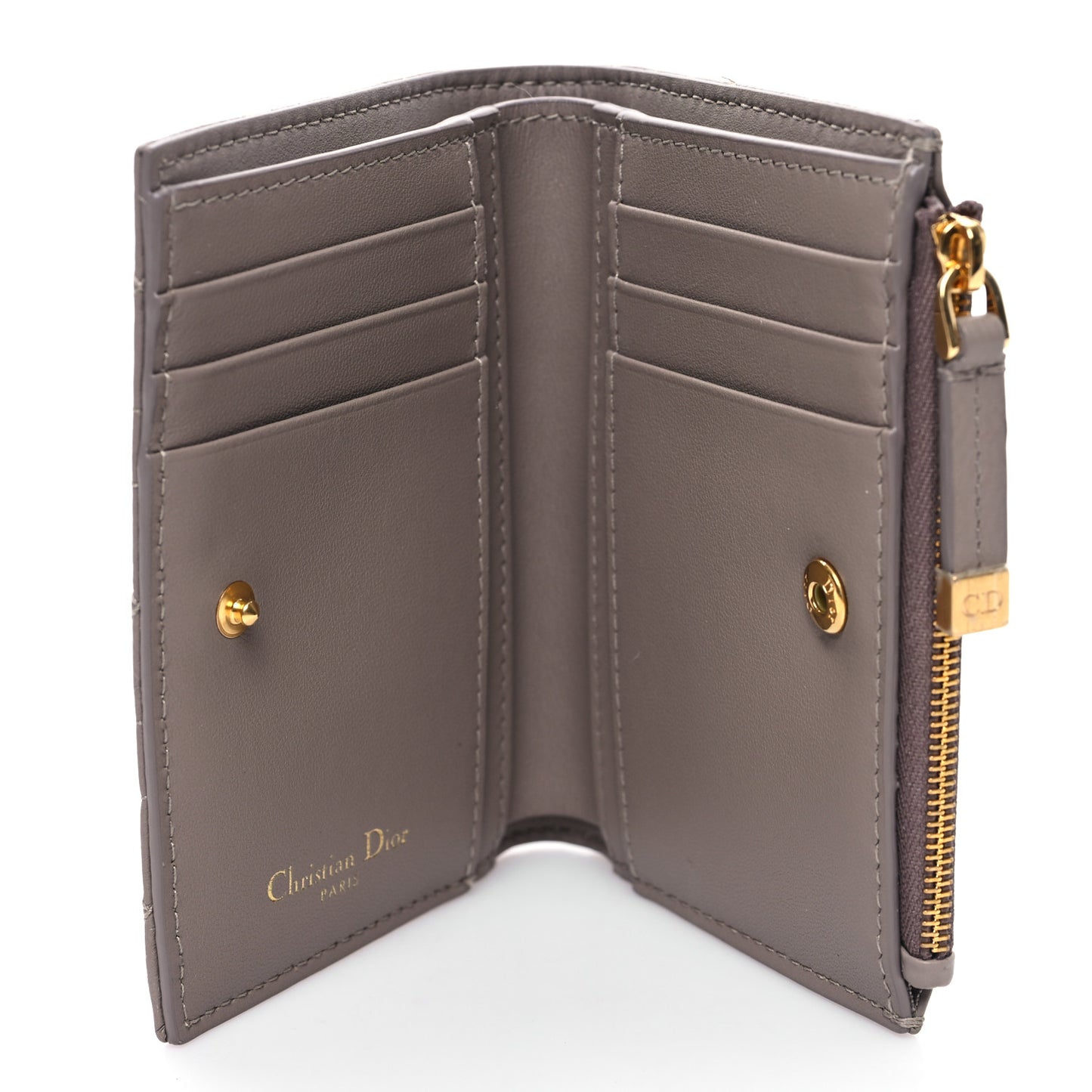 Grained Calfskin Supple Cannage Caro Dahlia Wallet Taupe