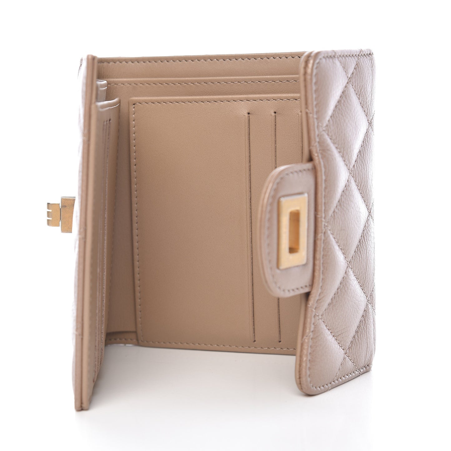 Metallic Calfskin Quilted Reissue Compact Wallet Gold
