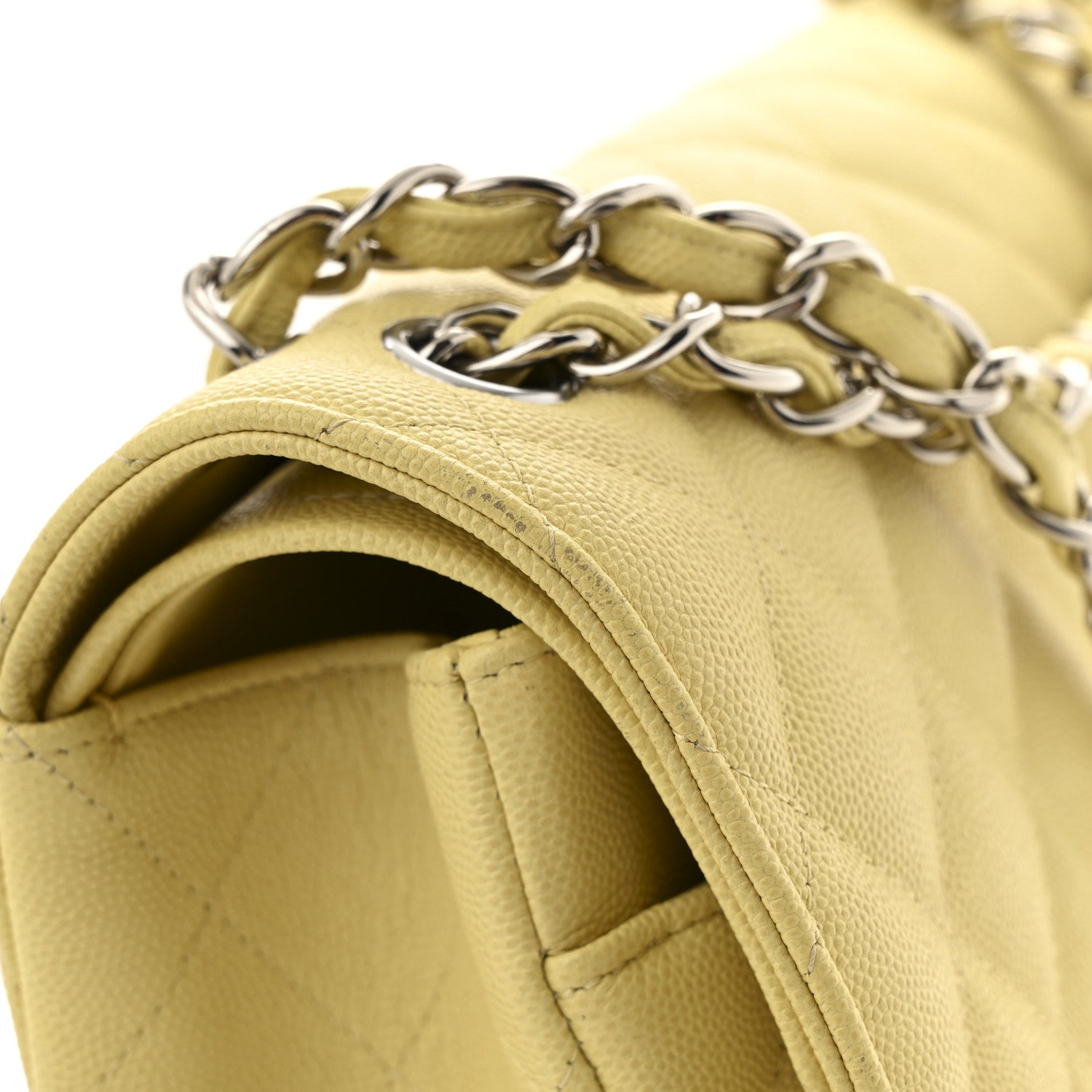 Chanel Caviar Quilted Jumbo Double Flap Yellow 12 of 13