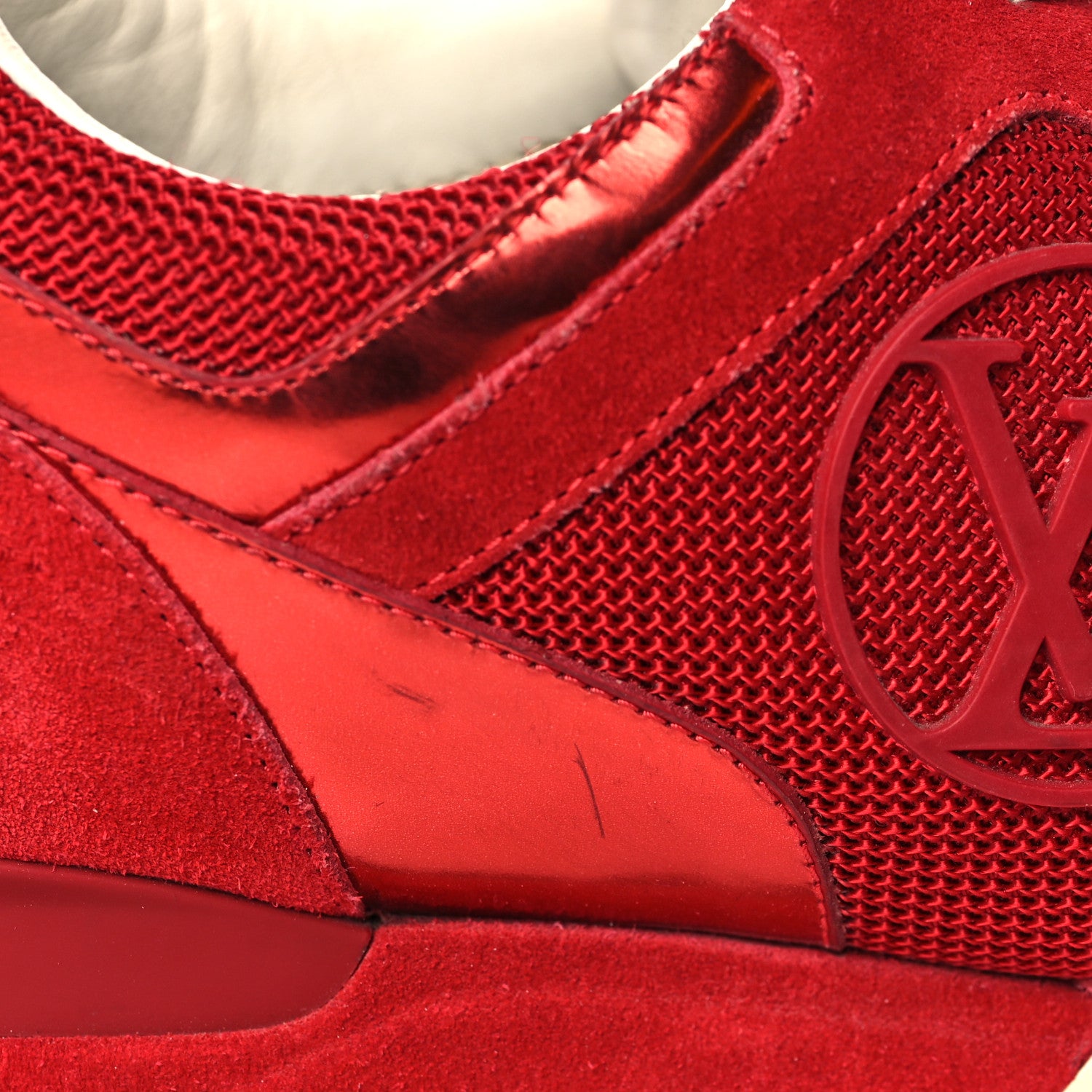 Louis Vuitton Suede Calfskin Run Away Sneakers 37.5 Rouge 8 of 10
