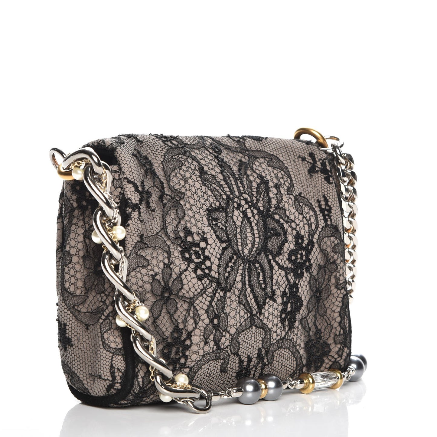 Lace Mini Miss Charles Evening Bag Black
