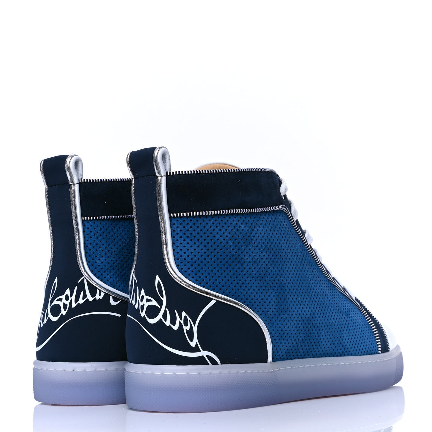Suede Patent Perforated Mens Fun Louis Flat Sneakers 42.5 Blue