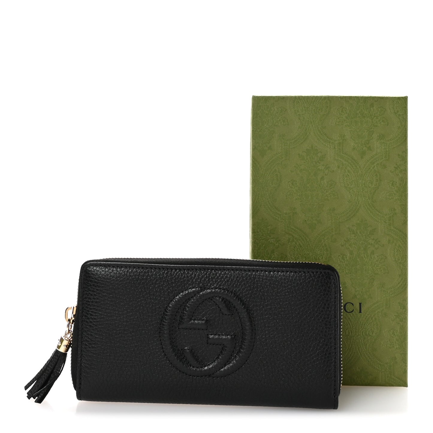 Pebbled Calfskin Soho Zip Around Wallet Black