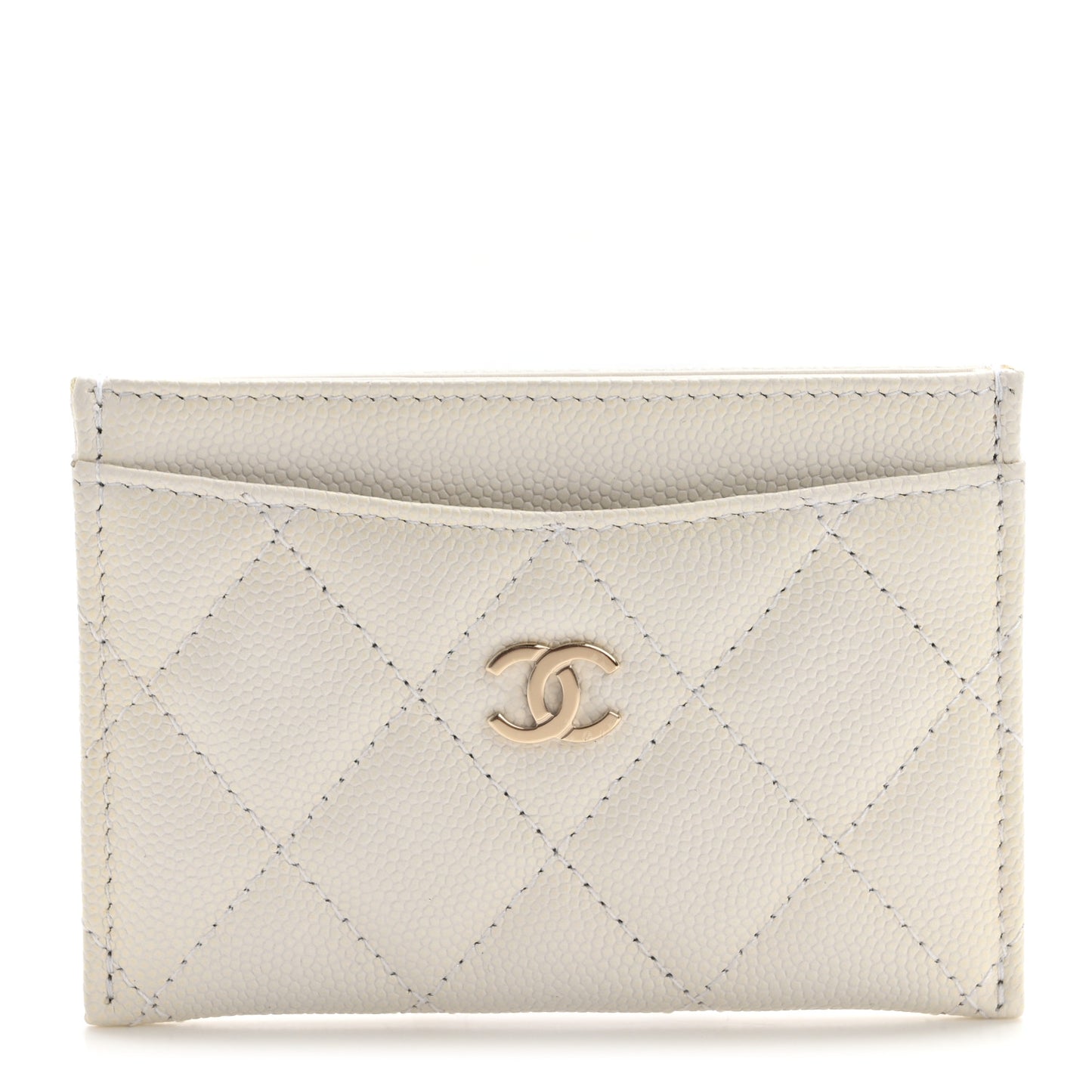 Caviar Quilted Card Holder White