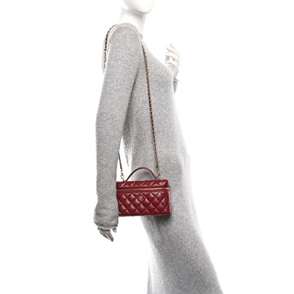 Chanel Lambskin Quilted Top Handle Slim Vanity With Chain Burgundy 2 of 11