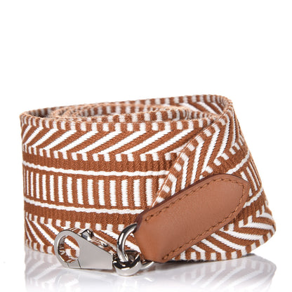 Hermes Toile Swift 50mm Sangle Cavale Shoulder Strap Ecru Beige Gold 1 of 4
