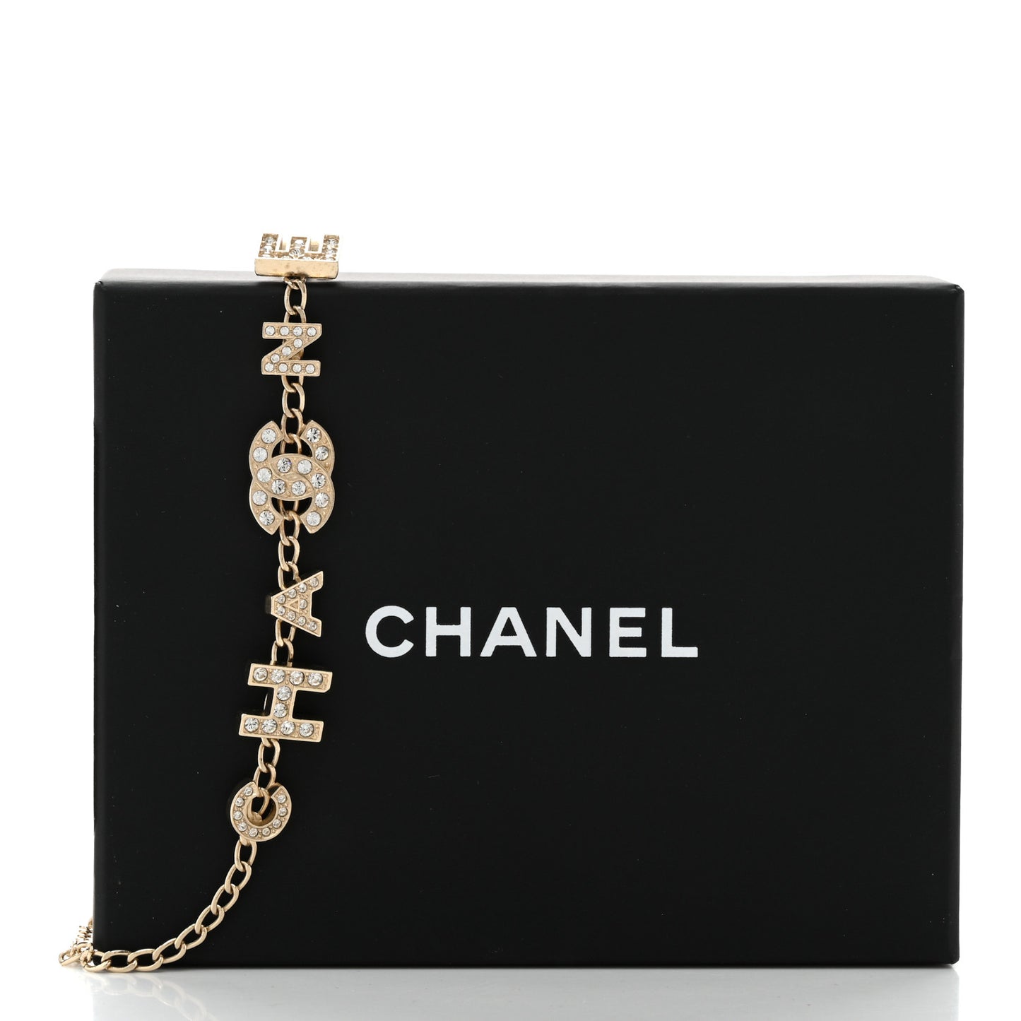 Metal Crystal CC Logo Necklace Gold