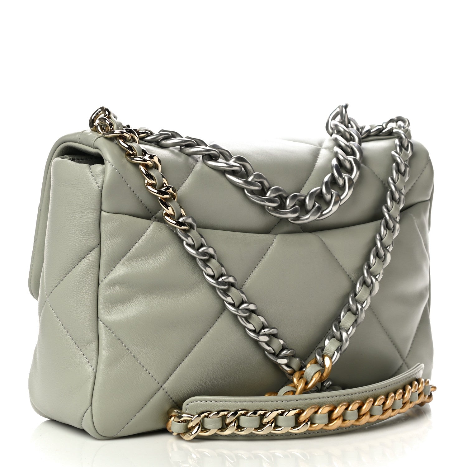 Chanel Lambskin Quilted Large Chanel 19 Flap Grey 3 of 10