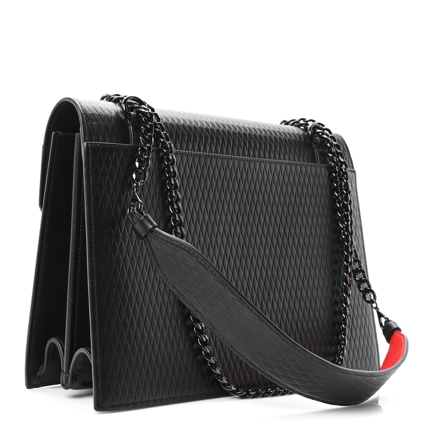 Christian Louboutin Calfskin Diamond Embossed Extra Large Elisa Shoulder Bag Black 3 of 10