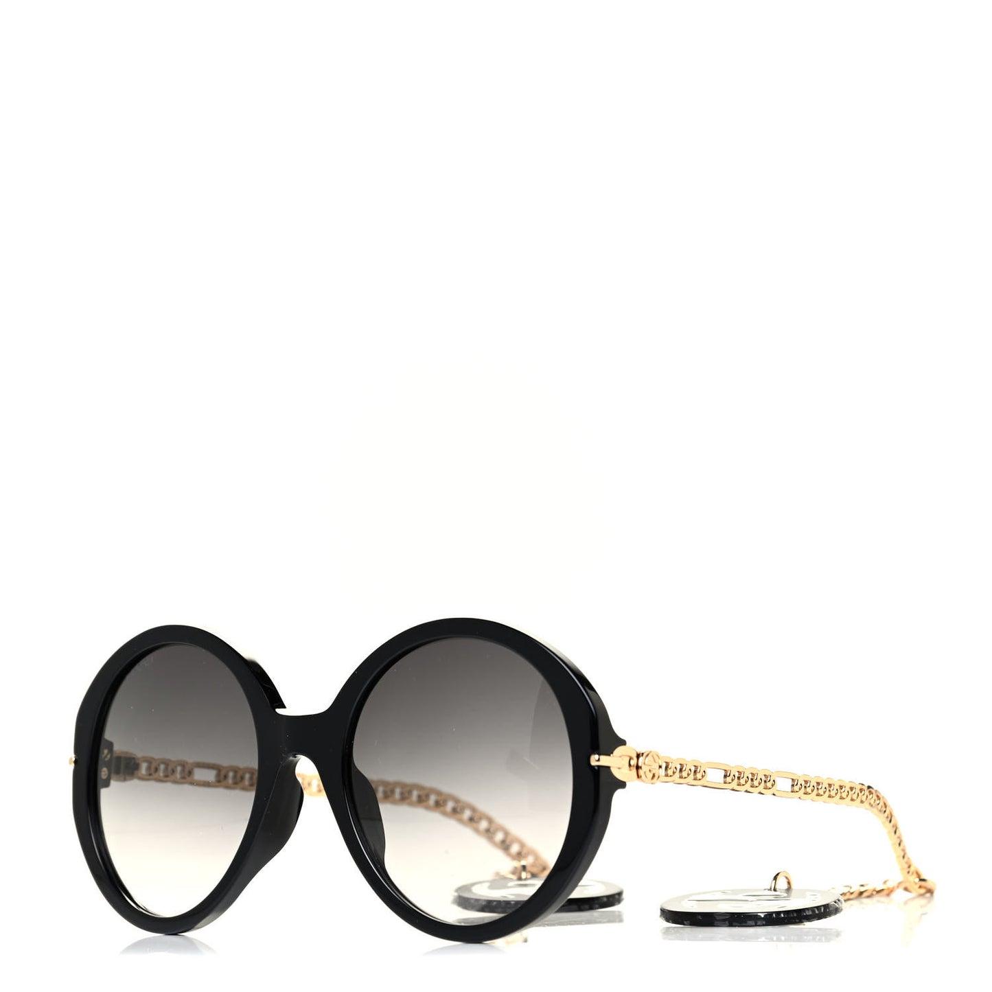 Acetate Detachable Charm Oversized Frame Round Sunglasses GG0726S Black