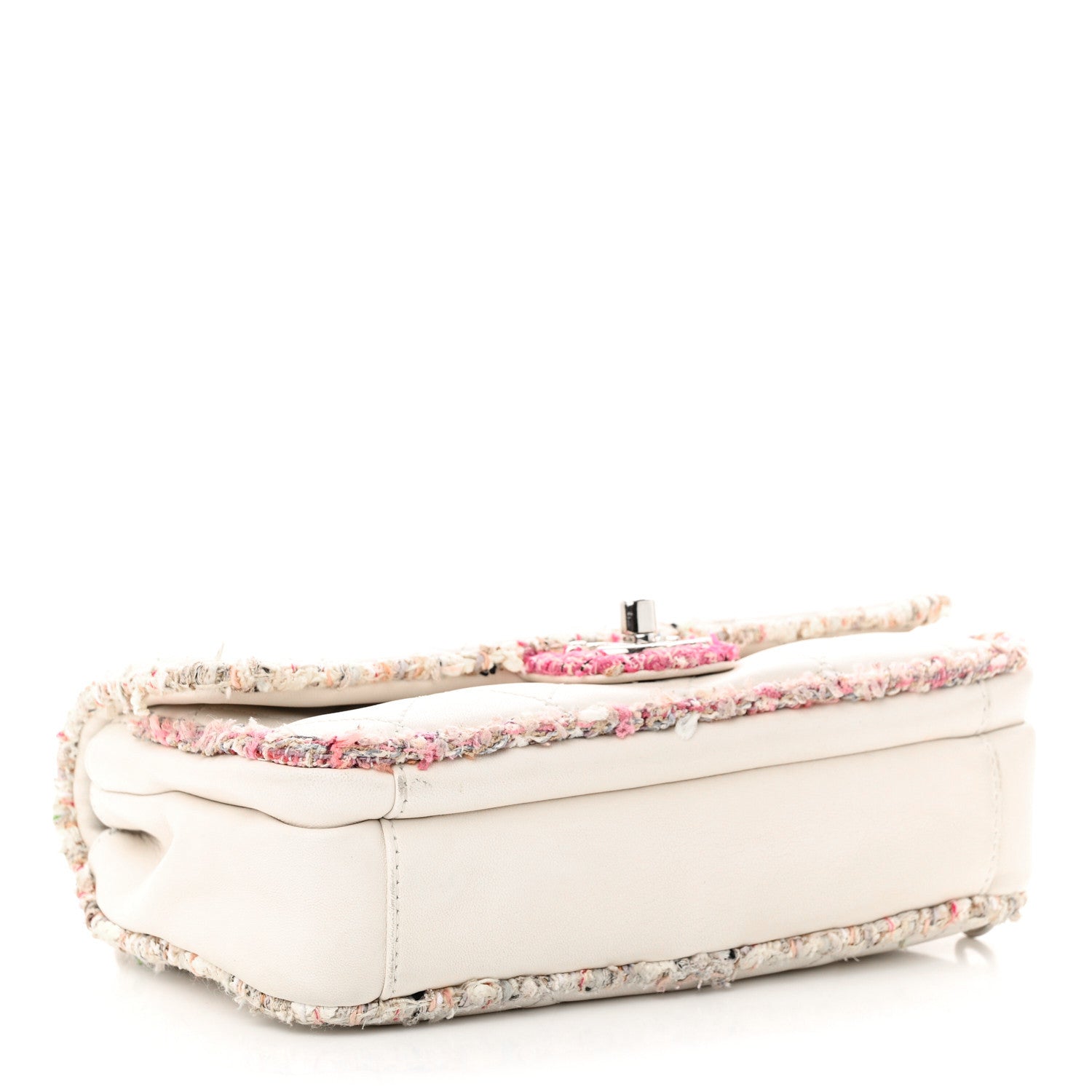 Chanel Lambskin Tweed Quilted Elegant Trim Flap White 4 of 12