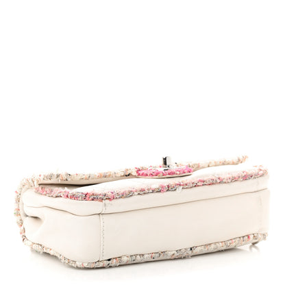 Chanel Lambskin Tweed Quilted Elegant Trim Flap White 4 of 12
