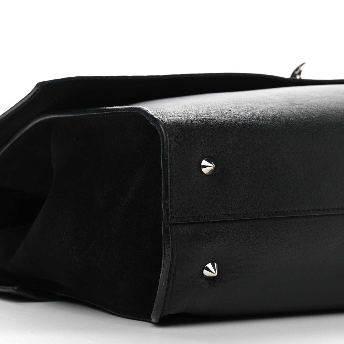 Calfskin Crocodile Embossed Medium Shark Lock Satchel Black