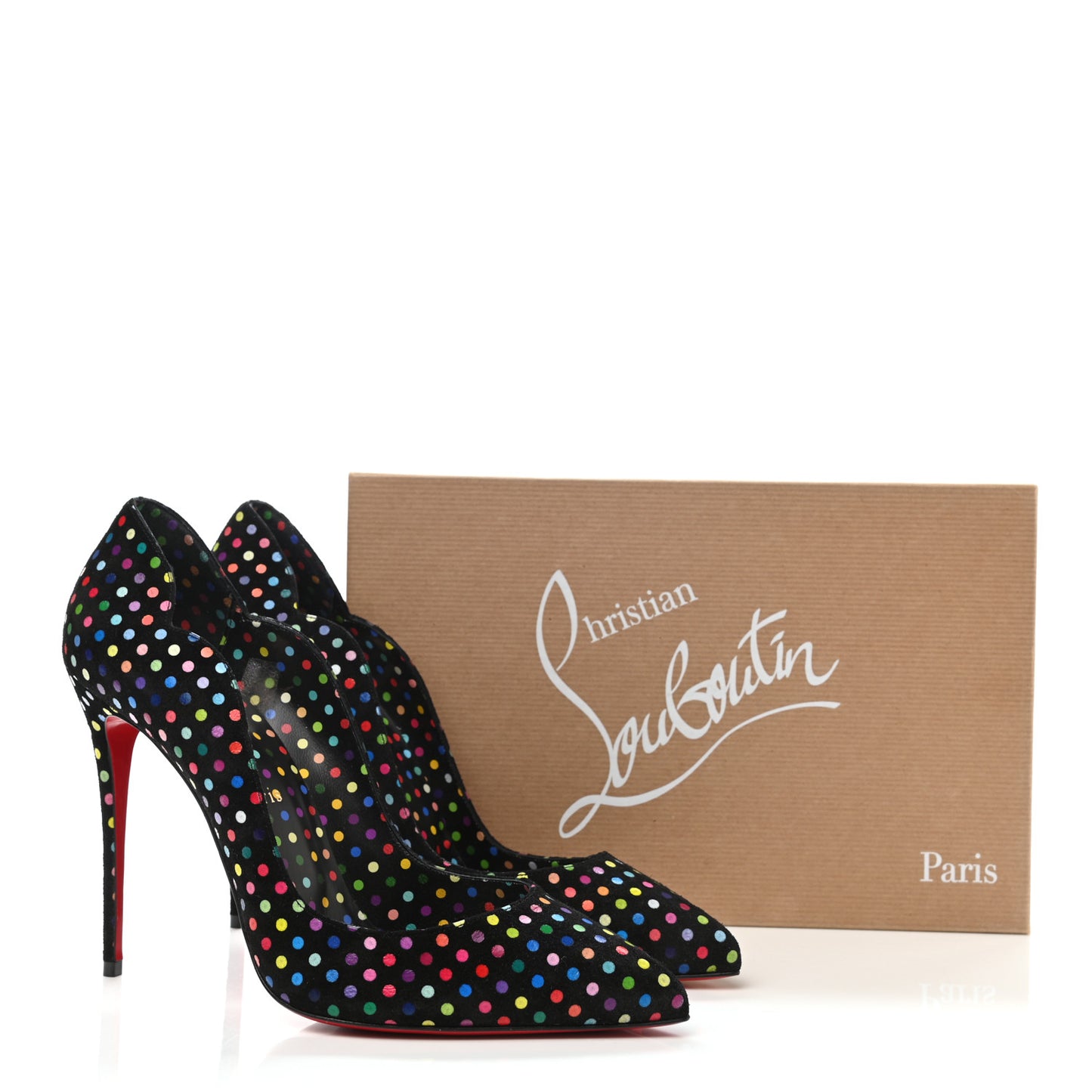 Suede Polka Dot Hot Chick 100 Pumps 40.5 Black Multicolor