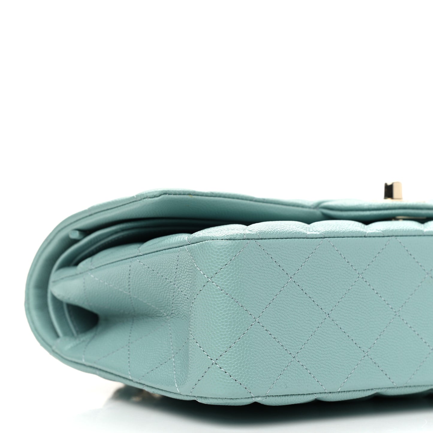 Caviar Quilted Medium Double Flap Light Blue