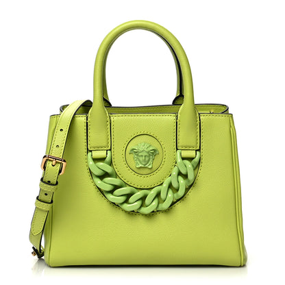 Versace Grained Calfskin Small La Medusa Chain Tote Citron 1 of 8