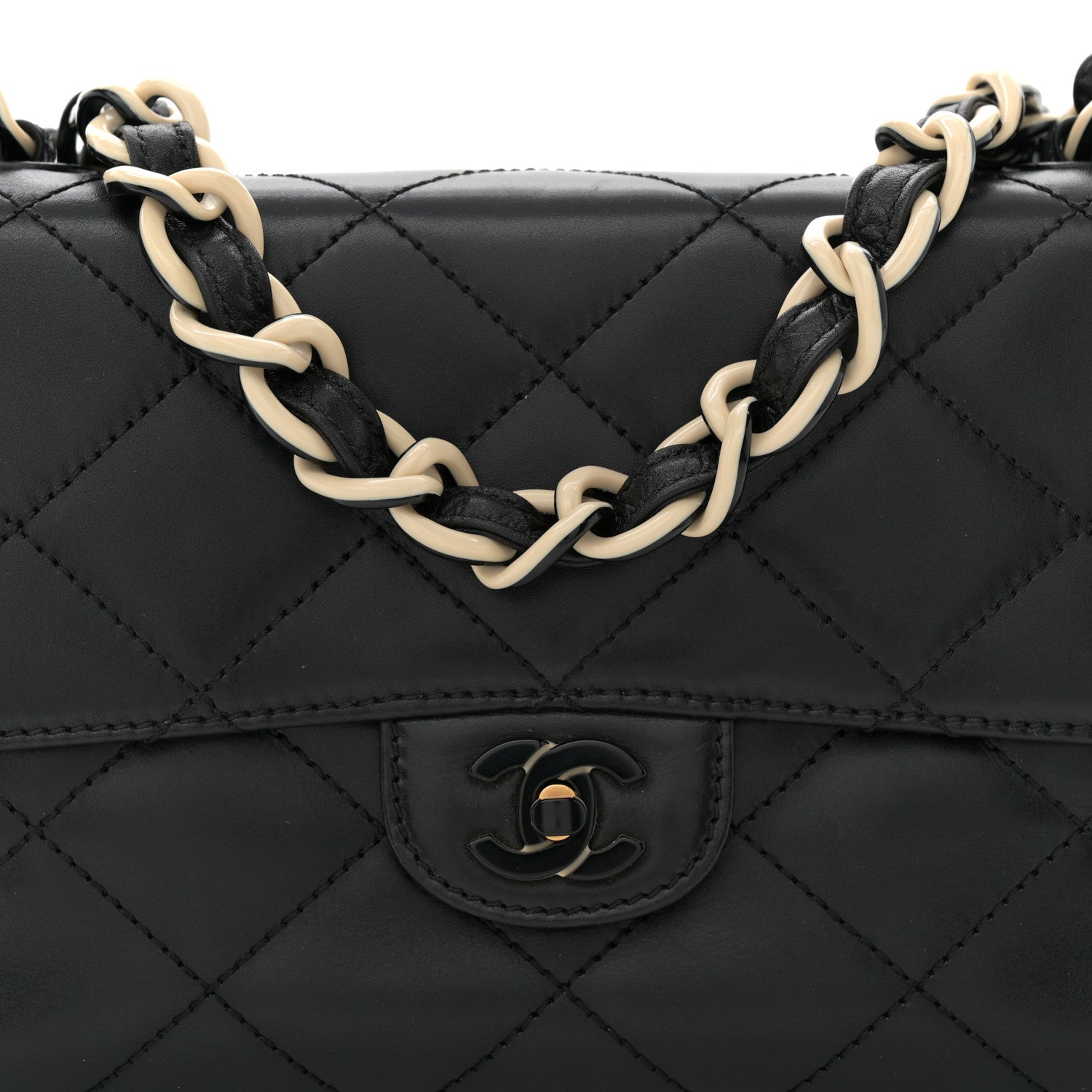 Chanel Lambskin Bekko Resin Medium Single Flap Black 9 of 12
