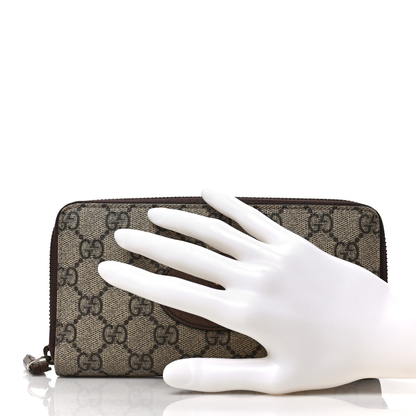 GG Supreme Monogram Neo Vintage Zip Around Wallet Beige Crop New Acero