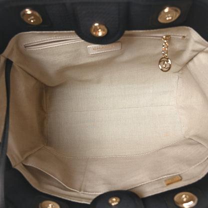 Chanel Mixed Fibers Small Deauville Tote Navy Blue 6 of 12