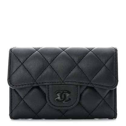 Chanel Pearly Lambskin Quilted Flap Card Holder Wallet So Black 1 of 9