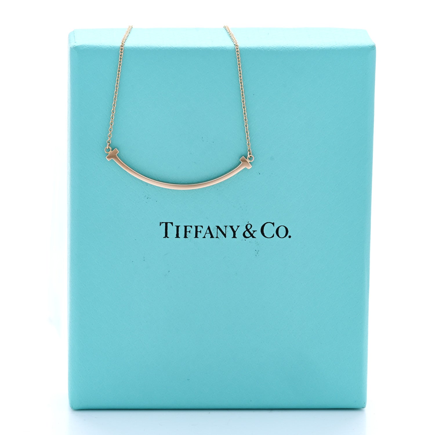 Tiffany 18K Rose Gold Small T Smile Pendant Necklace 5 of 5