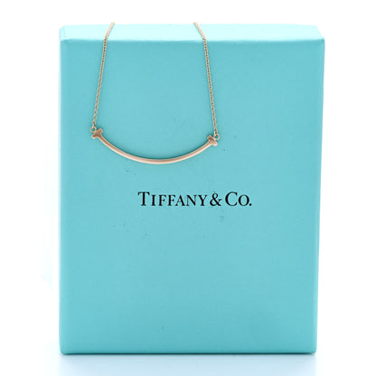 Tiffany 18K Rose Gold Small T Smile Pendant Necklace 5 of 5