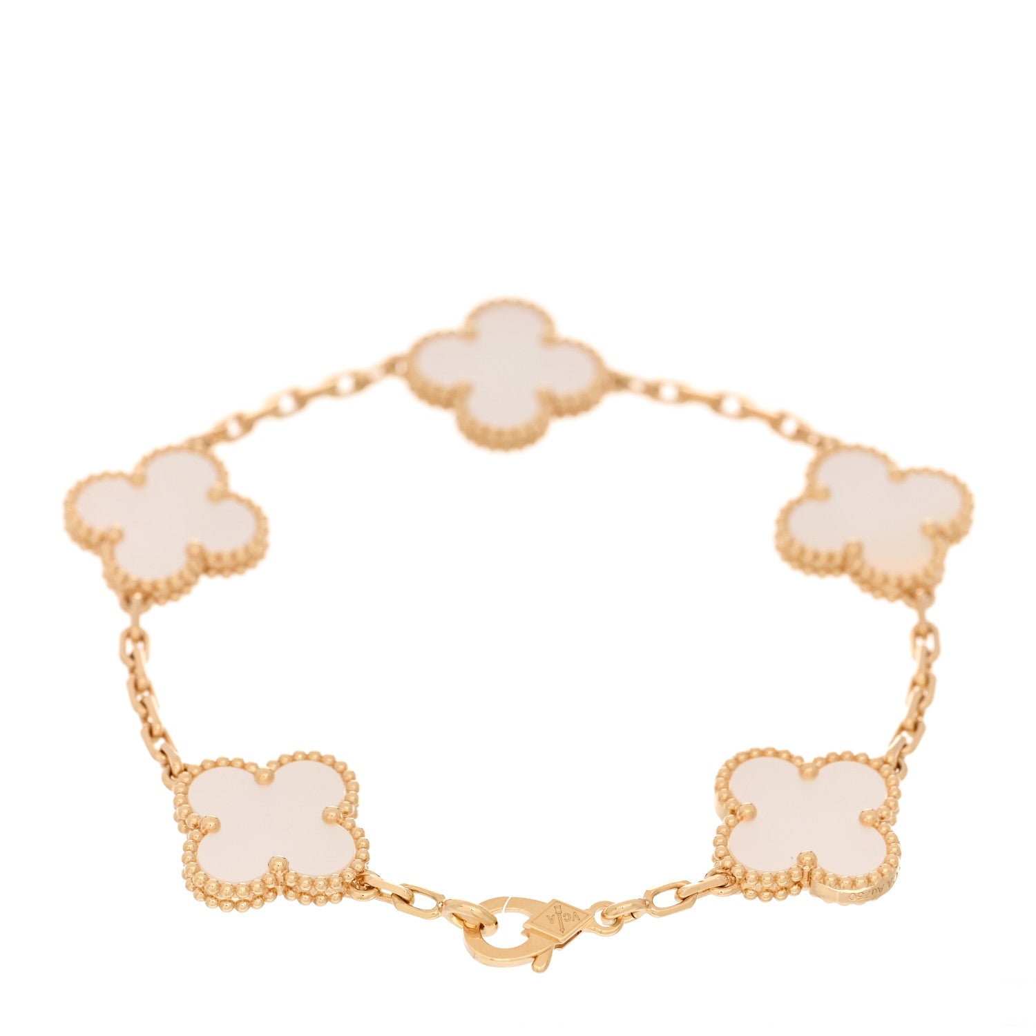 Van Cleef & Arpels 18K Yellow Gold Mother of Pearl 5 Motifs Vintage Alhambra Bracelet 2 of 3