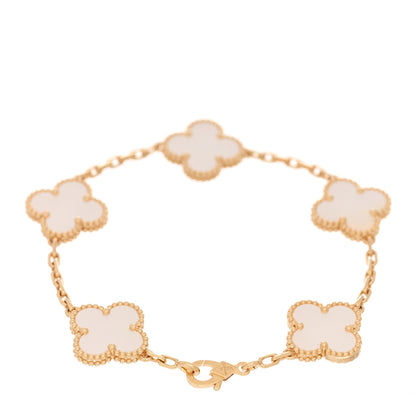 Van Cleef & Arpels 18K Yellow Gold Mother of Pearl 5 Motifs Vintage Alhambra Bracelet 2 of 3